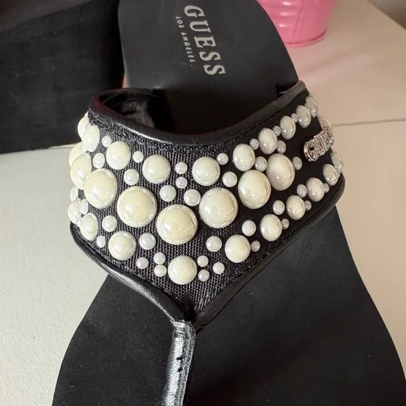 Guess Black Platform Wedge Sandals - Picture 15 of 15